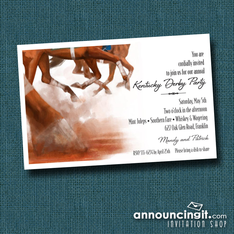 Thundering Horses Kentucky Derby Party Invitations | See the entire collection at Announcingit.com Thundering Horses Kentucky Derby Party Invitations | See the entire collection at Announcingit.com