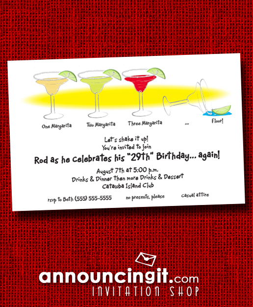 1-2-3-Floor Margaritas Cinco de Mayo Party Invitations | See our entire collection at Announcingit.com