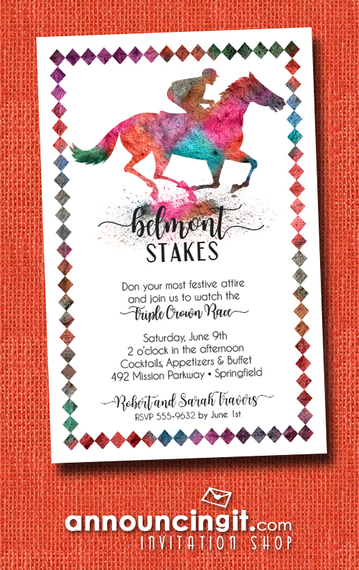 Painted Race Horse Belmont Stakes Party Invitations at Announcingit.com