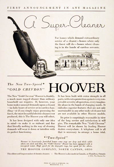 1931 Hoover Vacuum Ad
