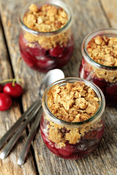 Cherry Crisp in Jars