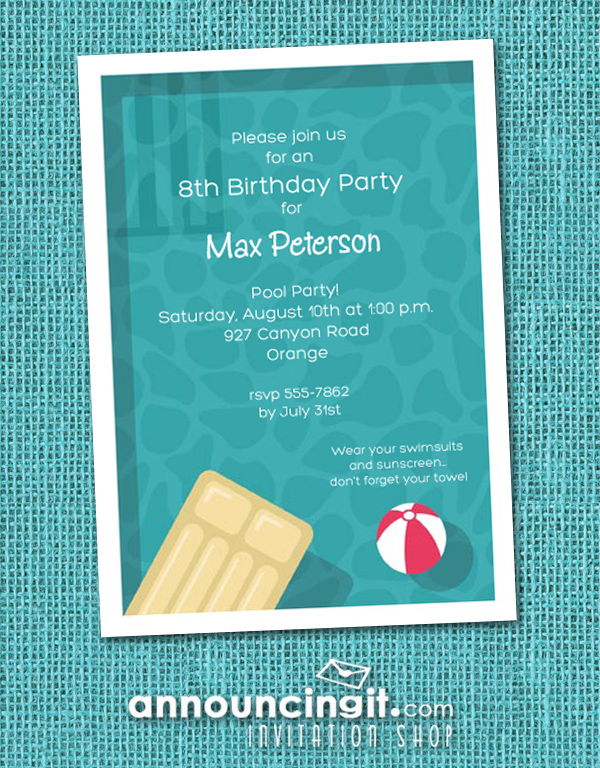 Cool Pool Swimming Party Invitations at Announcingit.com