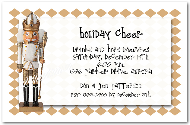 Golden Nutcracker Holiday Party Invitations