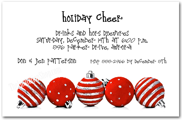 Silver & Red Ornaments Holiday Party Invitations