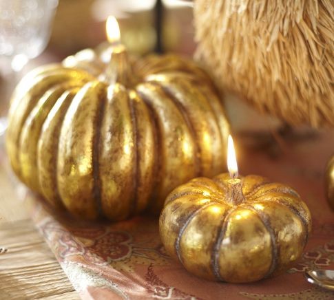 Thanksgiving Gold Pumpkin Candles