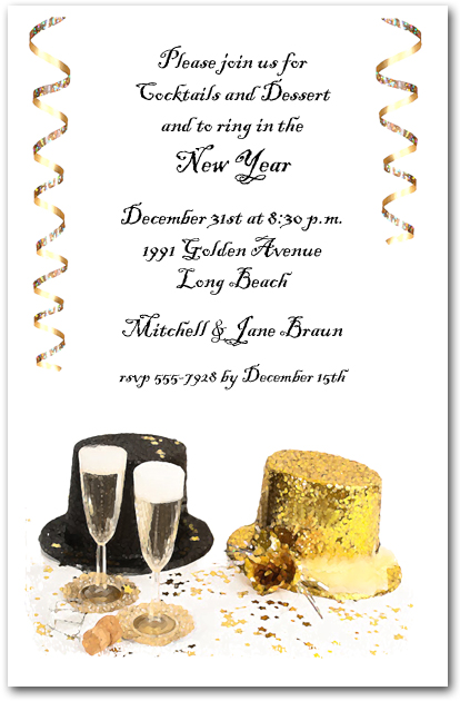 Top Hats New Year's Eve Party Invitations