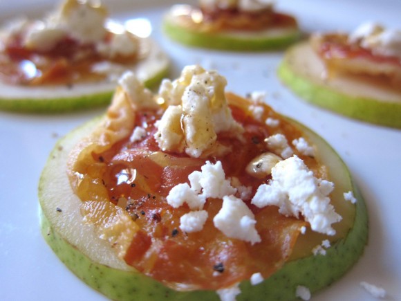 Pancetta Crisps with Goat Cheese and Pear