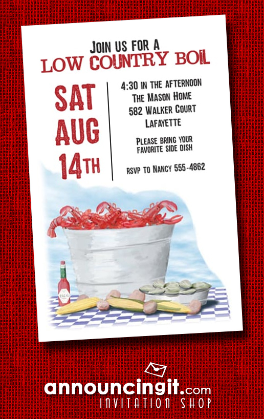 Low Country Boil Party Invitations | See our entire invitation collection at Announcingit.com
