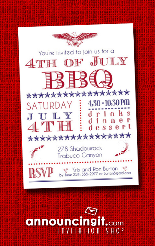 4th of July BBQ Party Invitations at Announcingit.com