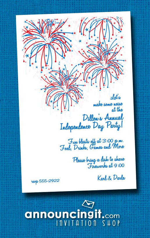 Painted Sky Patriotic Fireworks Party Invitations at Announcingit.com