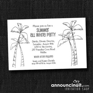 Chic Palm Trees Summer All White Party Invitations