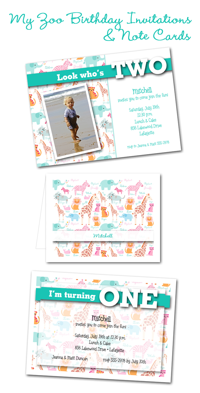 Little Boy Zoo Birthday Party Invitations