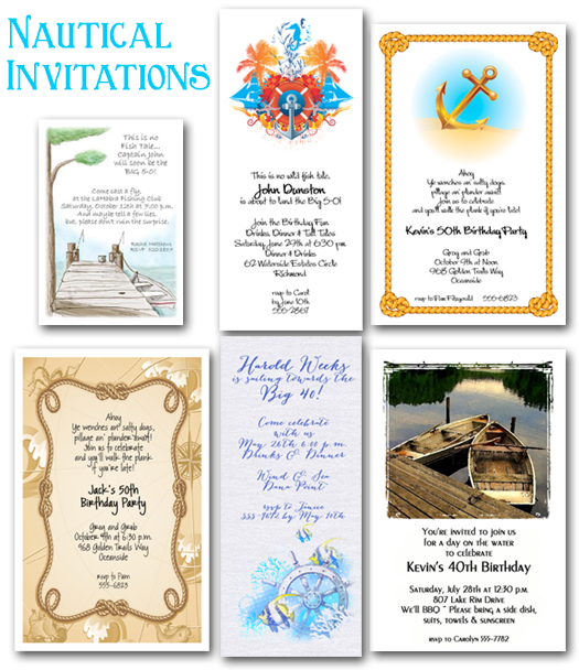 Nautical Party Invitations for birthday invitations, retirement invitations and more. Shop Announcingit.com