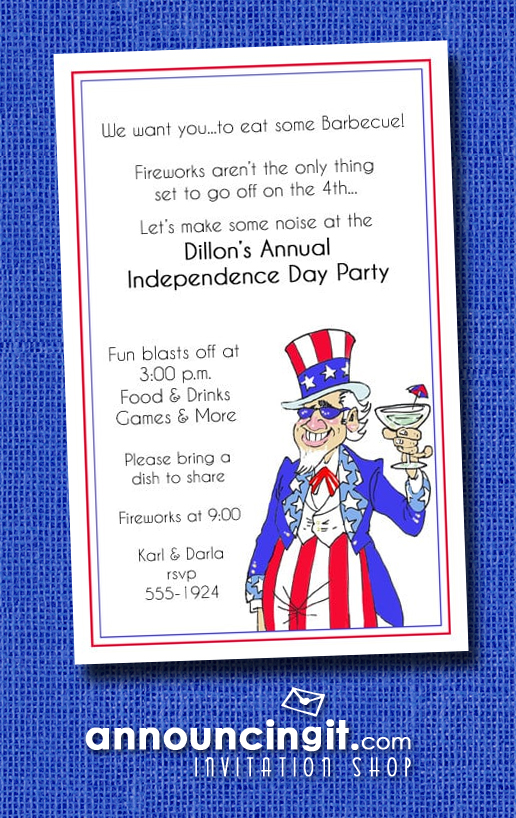 Uncle Sammy Patriotic Party Invitations at Announcingit.com