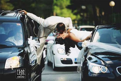 Daring Wedding Kiss