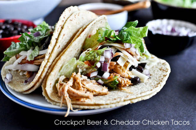 Crockpot Beer & Cheddar Chicken Tacos