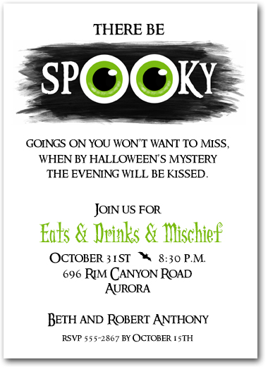 Spooky Green Eyes Halloween Party Invitations