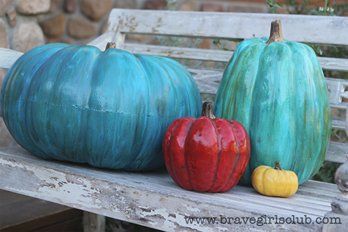 Halloween Painted Pumpkins: Turquoise Pumpkins