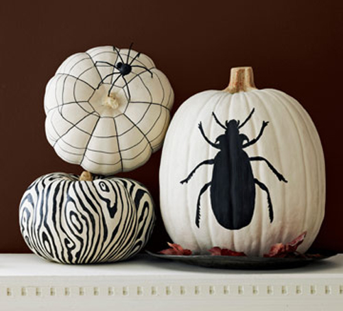 Halloween Painted Pumpkins: Black on White Designs