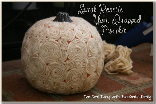 Spiral Rosette White Yarn Wrapped Pumpkin