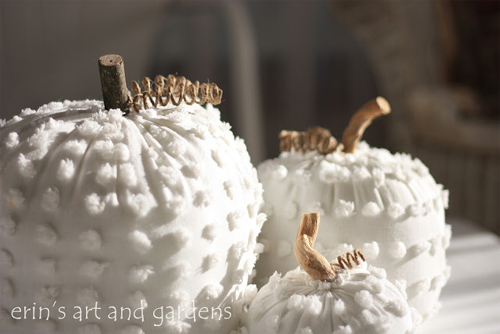 Vintage White Chenille Blanket Pumpkins