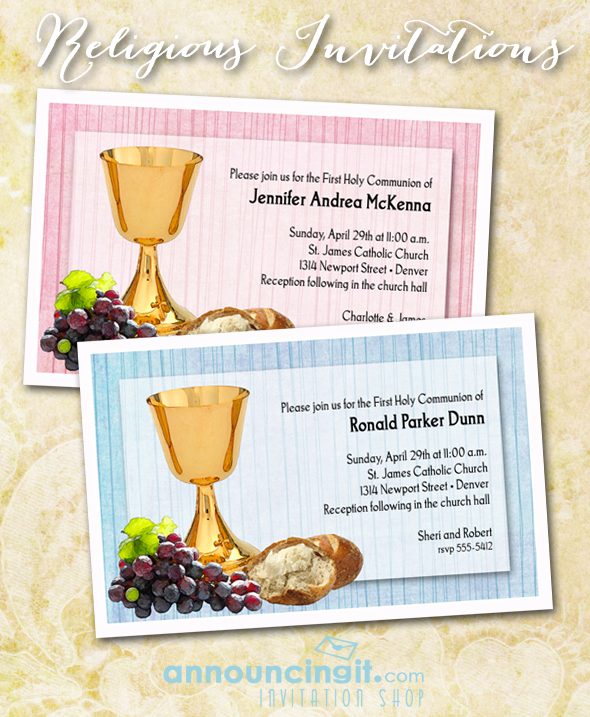 Chalice and Bread First Communion Invitations