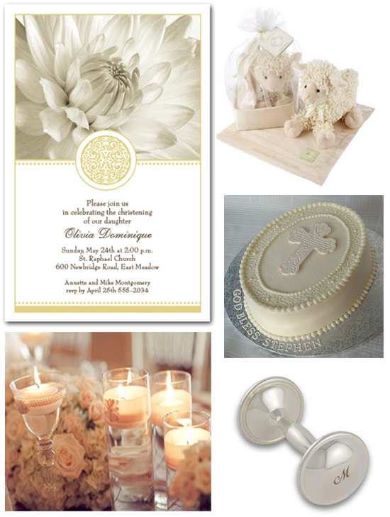 Golden Elegance Christening Invitations and Ideas