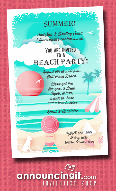 View on the Beach Party Invitations | See our entire collection at Announcingit.com