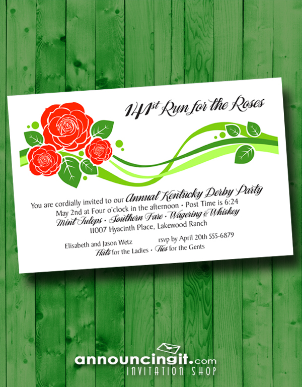 Stylized Roses Derby Party Invitations