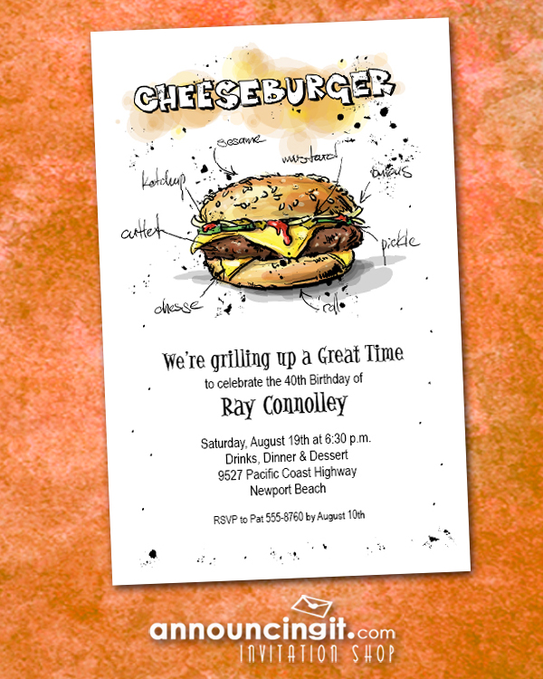 Make Mine a Cheeseburger Party Invitations at Announcingit.com