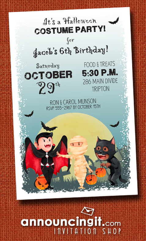 Little Trick or Treaters Halloween Party Invitations at Announcingit.com