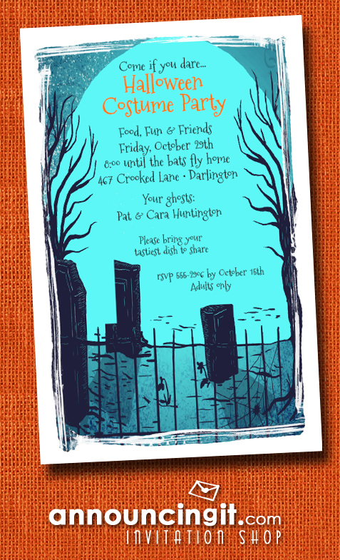 Cemetary Shadows Halloween Party Invitations at Announcingit.com