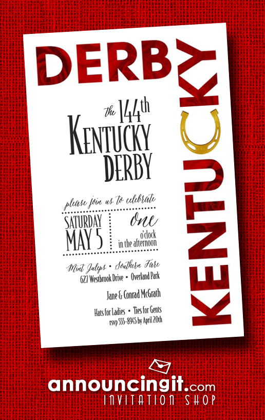 Roses and Horse Shoe Kentucky Derby Party Invitations 