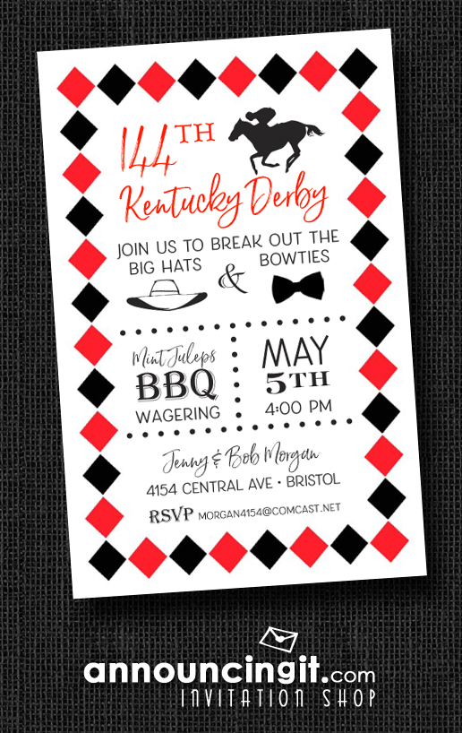 Derby and Diamonds Kentucky Derby Party Invitations