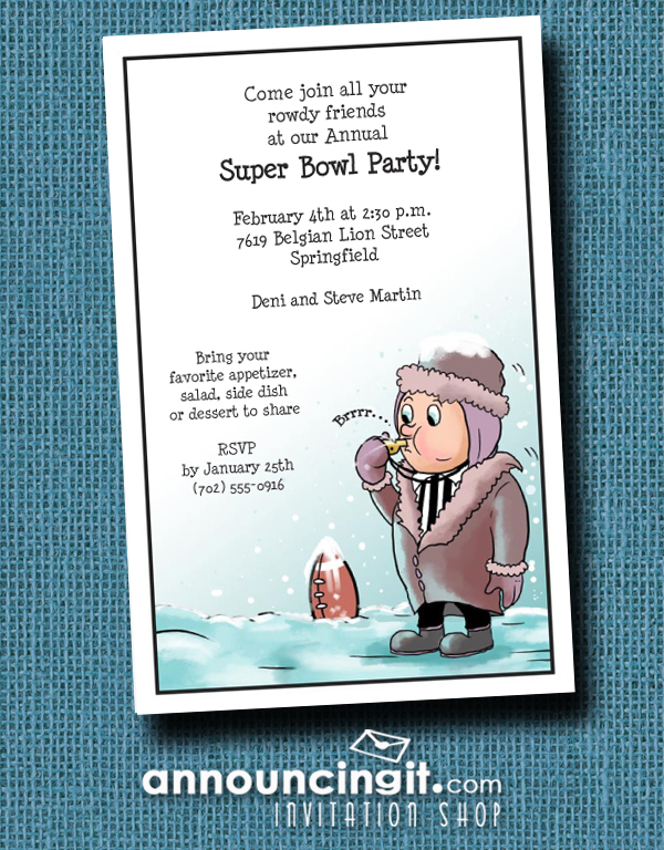 Frozen Referee Super Bowl Party Invitations from Announcingit.com