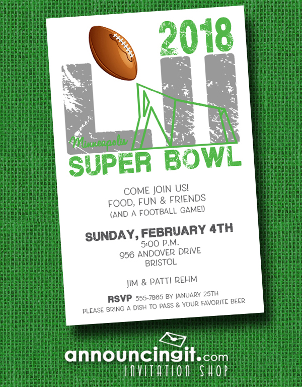 Super Bowl 52 Minneapolis Party Invitations at Announcingit.com