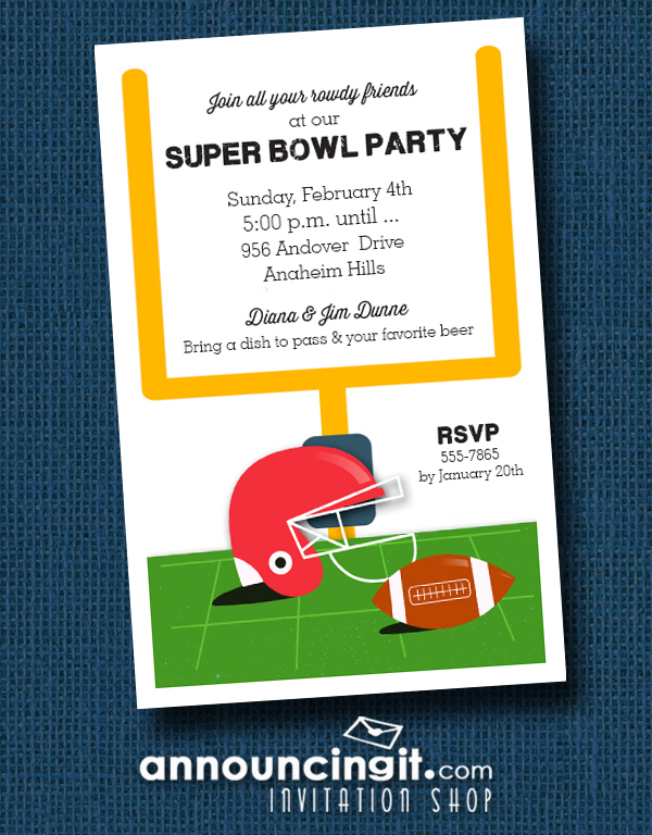 Red Football Helmet Super Bowl Party Invitations at Announcingit.com