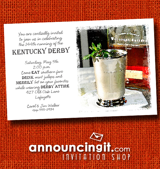 Bourbon Mint Juleps Kentucky Derby Party Invitations | See the entire collection at Announcingit.com