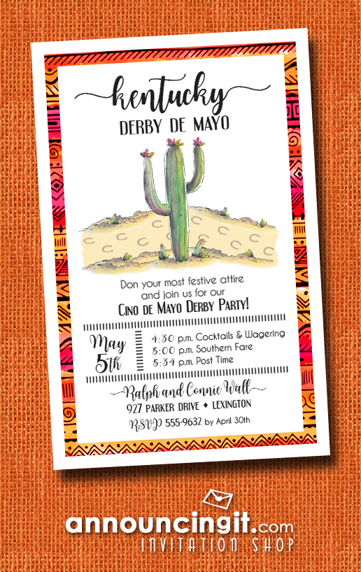 Cactus Kentucky Derby Cinco de Mayo Party Invitations | See our entire collection at Announcingit.com