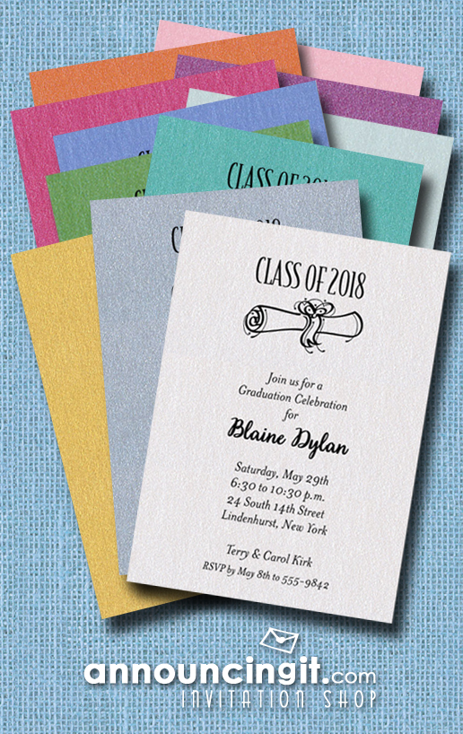 Shimmery Diploma Graduation Party Invitations and Graduation Announcements | See the entire collection at Announcingit.com