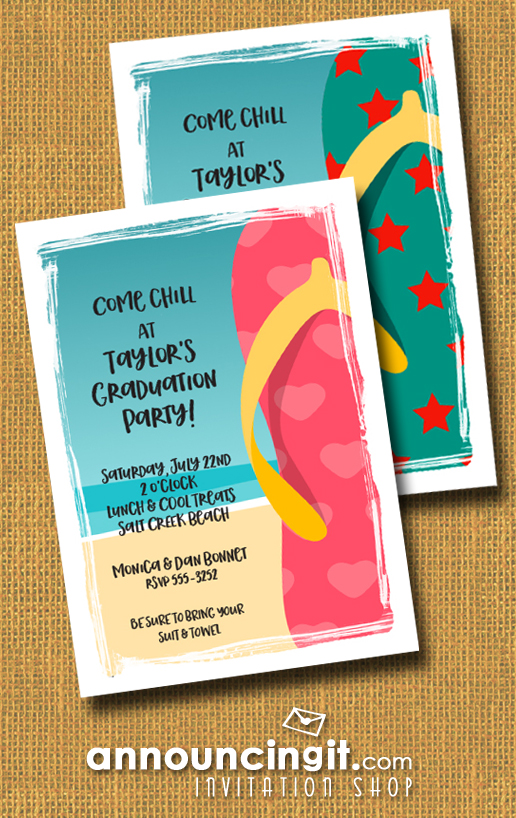 Flip Flops on the Beach Graduation Party Invitations at Announcingit.com