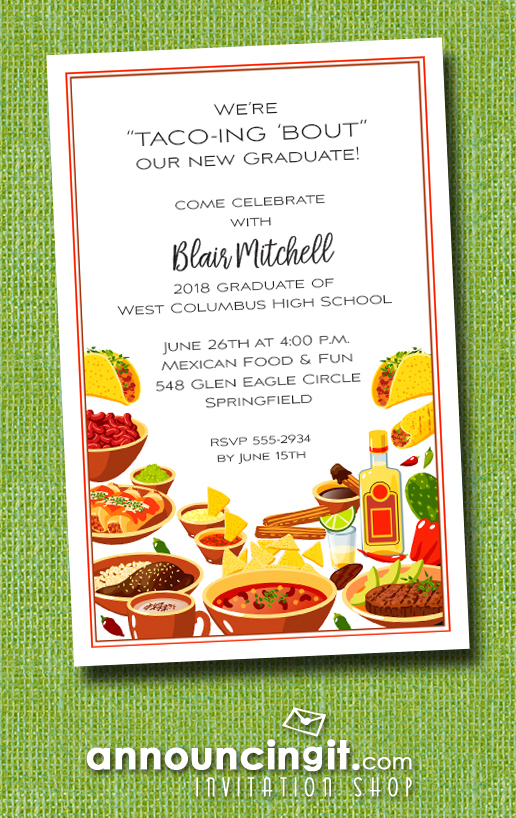 Mexican Fiesta Buffet Graduation Party Invitations at Announcingit.com