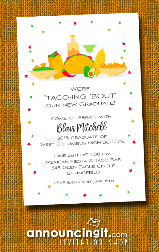 Taco Bar Graduation Party Invitations at Announcingit.com