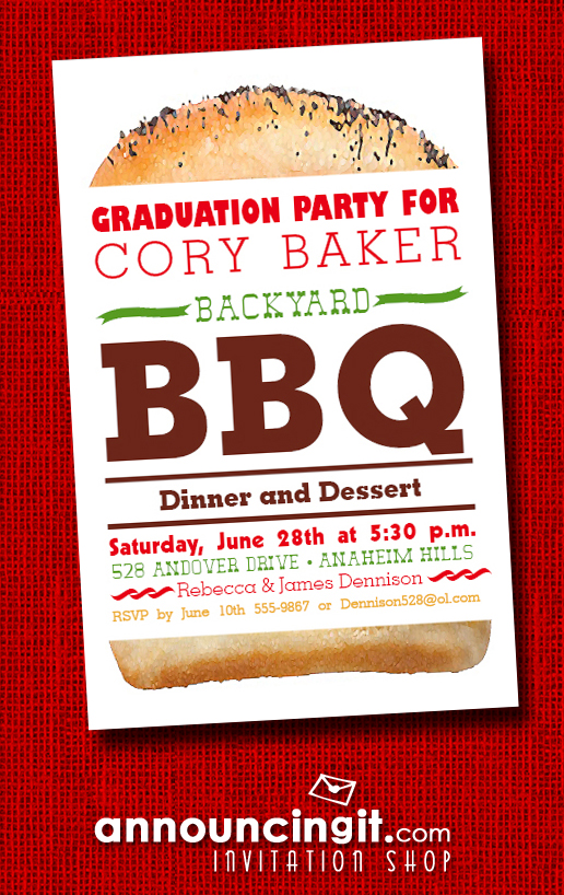 Billboard Hamburger Graduation Party Invitations at Announcingit.com