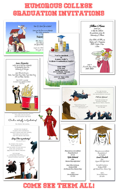Humorous College Graduation Party Invitations Humorous College Graduation Party Invitations