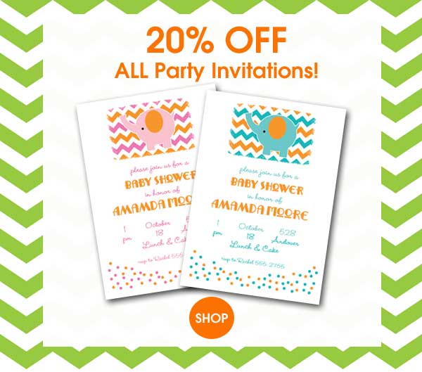20% OFF Party Invitations