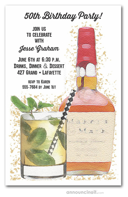Bourbon Bottle Party Invitations
