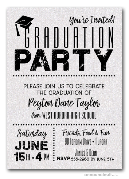 Shimmery White Dotted Graduation Invitations