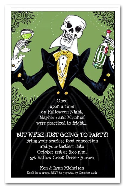 Elegant Skeleton Halloween Invitations