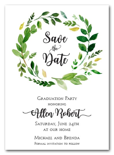 Grace Leaves Wreath Save the Date Cards, Wedding Save the ...